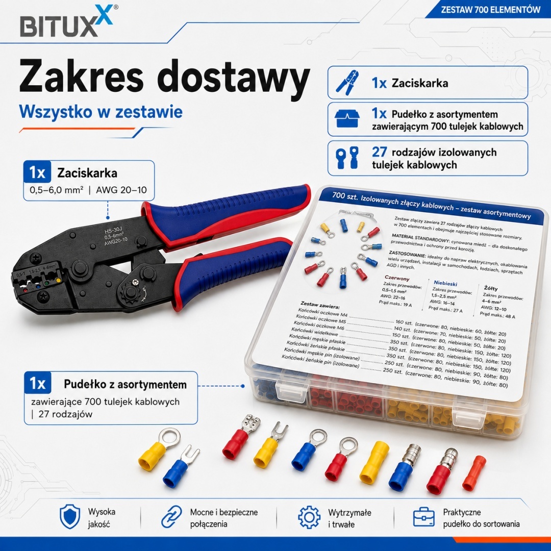 Sada Krimpovacích Kleští 2200 ks Dutinky Konektory Lis Crimping 2v1 M20227